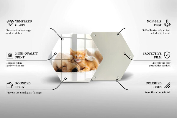 Skärbräda glas sexhörning Djur hund och katt