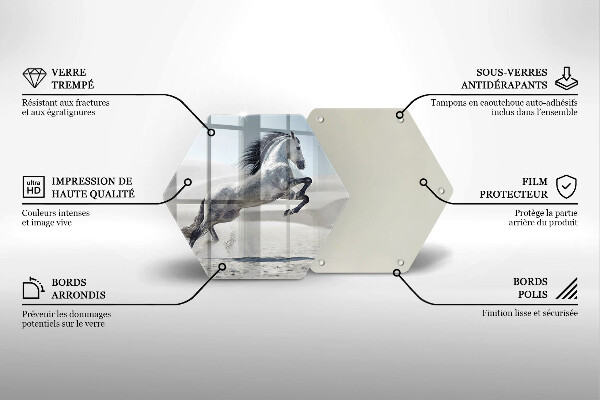Skärbräda glas sexhörning Vit häststev
