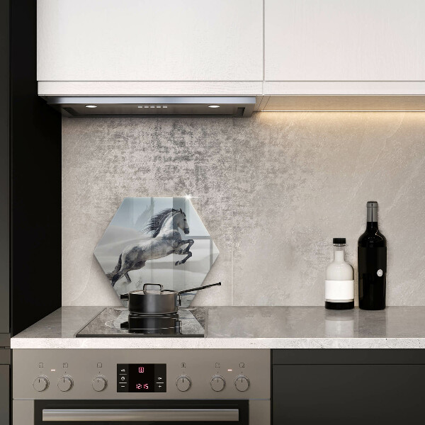 Skärbräda glas sexhörning Vit häststev