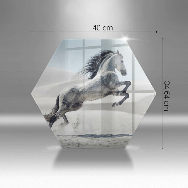 Skärbräda glas sexhörning Vit häststev