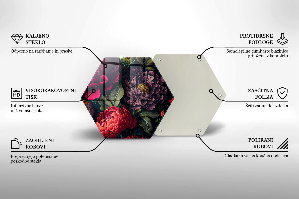 Skärbräda glas sexhörning Vackra blommor