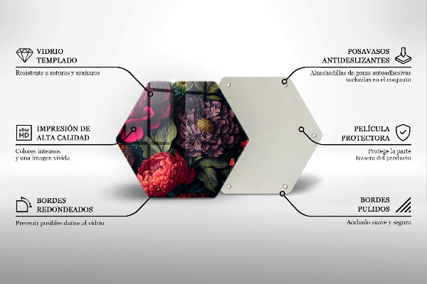 Skärbräda glas sexhörning Vackra blommor