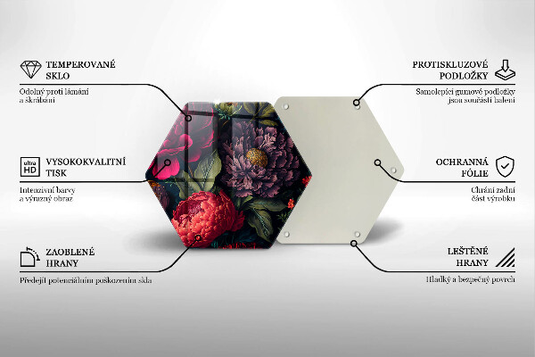 Skärbräda glas sexhörning Vackra blommor