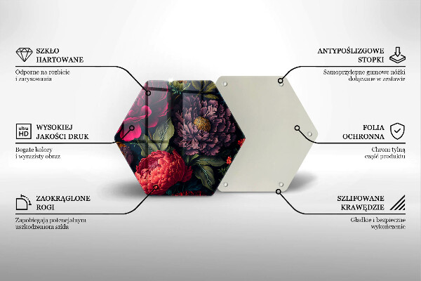 Skärbräda glas sexhörning Vackra blommor