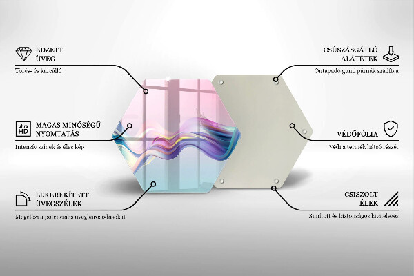 Skärbräda glas sexhörning Pastell abstraktion