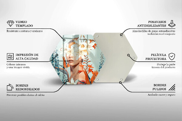 Skärbräda glas sexhörning Kvinna i blommor