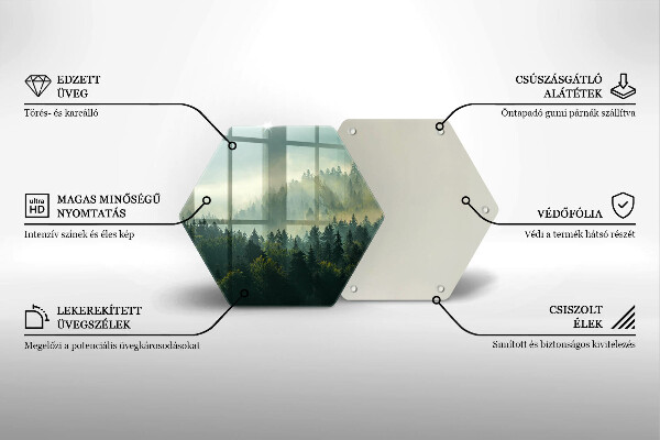 Skärbräda glas sexhörning Landskap Utsikt över skogen