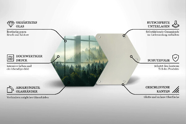 Skärbräda glas sexhörning Landskap Utsikt över skogen