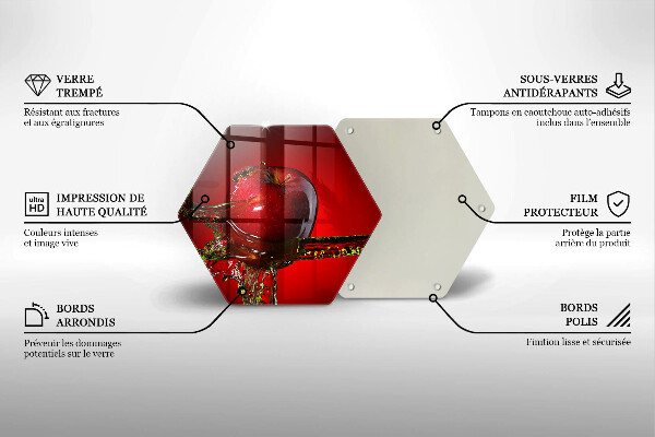 Skärbräda glas sexhörning Äppelfrukt i vatten