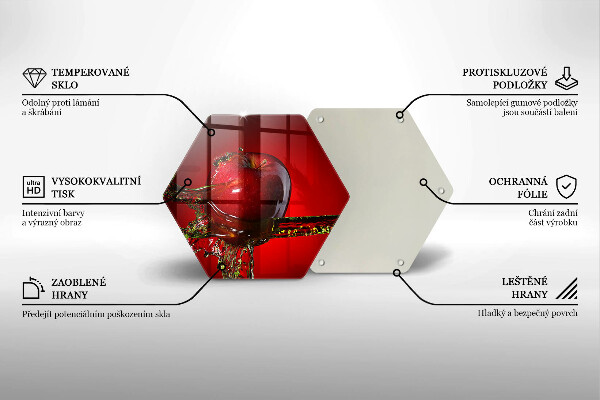 Skärbräda glas sexhörning Äppelfrukt i vatten