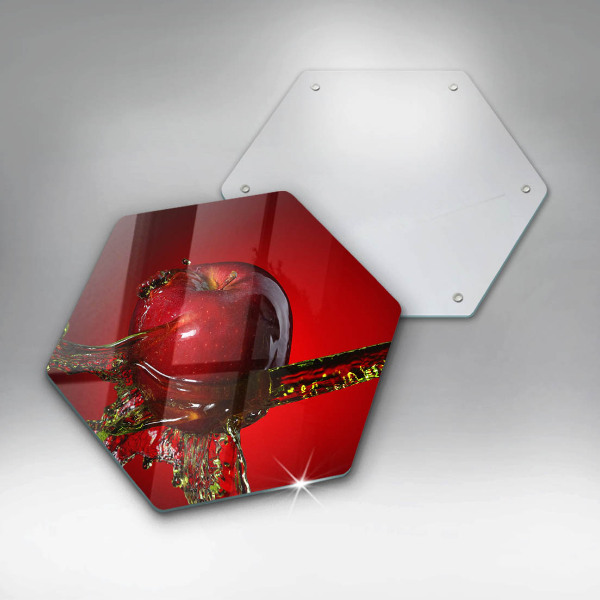 Skärbräda glas sexhörning Äppelfrukt i vatten