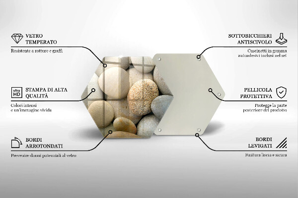 Skärbräda glas sexhörning Mönster av ovala stenar