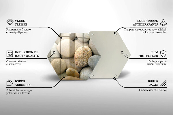 Skärbräda glas sexhörning Mönster av ovala stenar