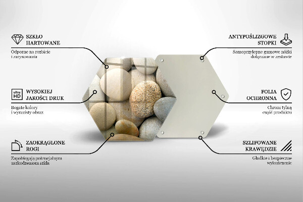 Skärbräda glas sexhörning Mönster av ovala stenar