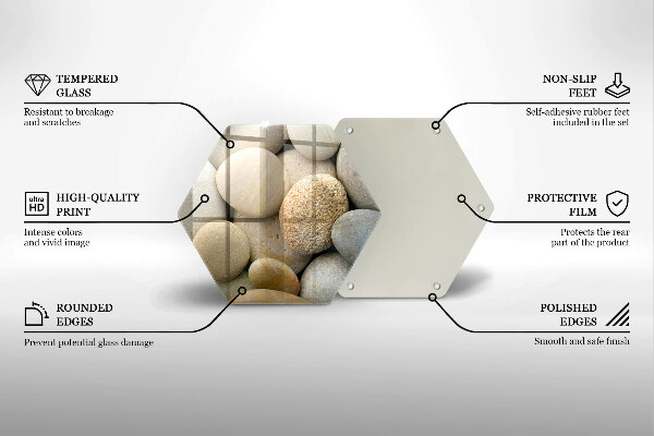 Skärbräda glas sexhörning Mönster av ovala stenar