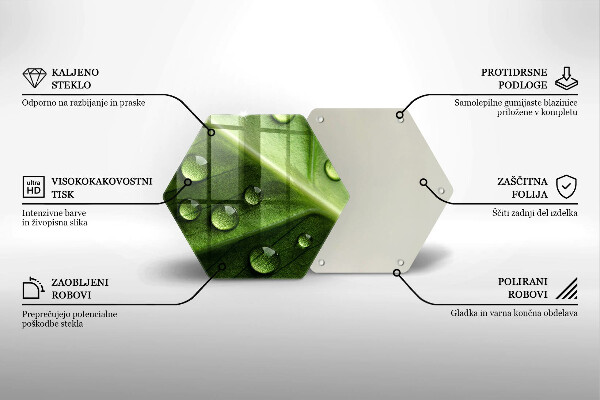 Skärbräda glas sexhörning Natur dagg och löv