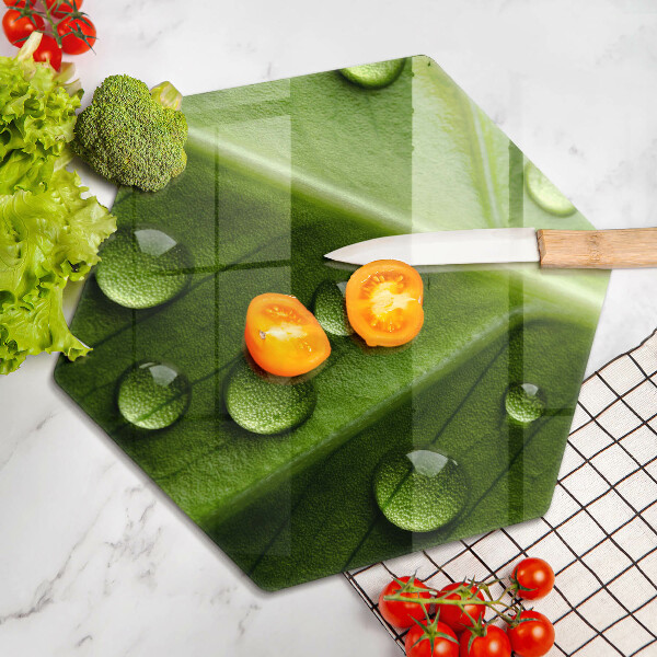 Skärbräda glas sexhörning Natur dagg och löv