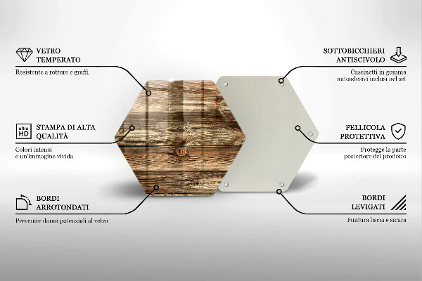 Skärbräda glas sexhörning Trä planka textur