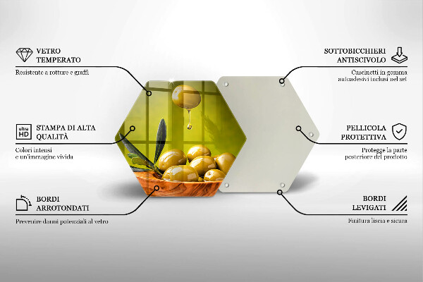 Skärbräda glas sexhörning Smakfulla oliver