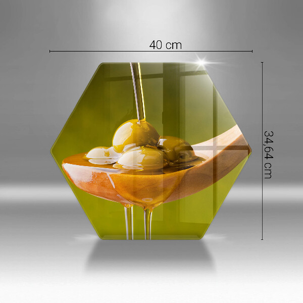 Skärbräda glas sexhörning Olivolja och oliver