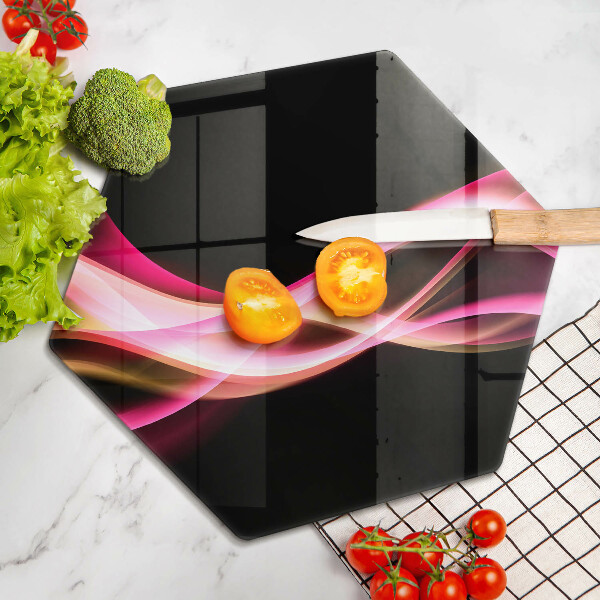 Skärbräda glas sexhörning Abstrakt neon rök