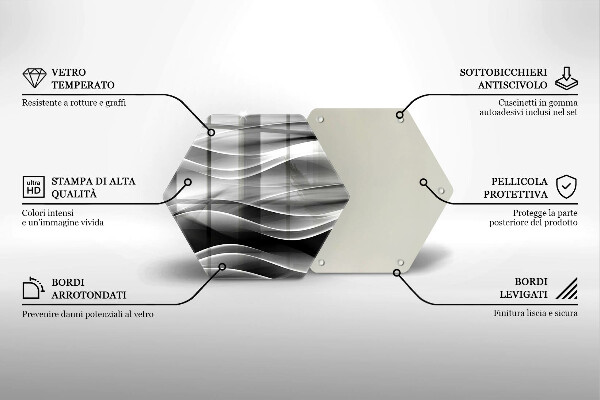 Skärbräda glas sexhörning Abstrakta linjer av rök