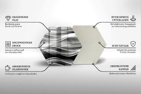 Skärbräda glas sexhörning Abstrakta linjer av rök