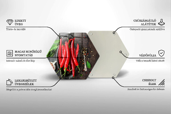 Skärbräda glas sexhörning Röd chilipeppar