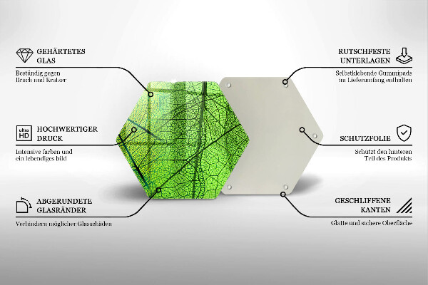 Skärbräda glas sexhörning Natur löv vener