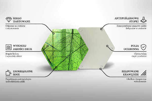 Skärbräda glas sexhörning Natur löv vener