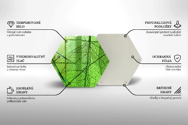 Skärbräda glas sexhörning Natur löv vener