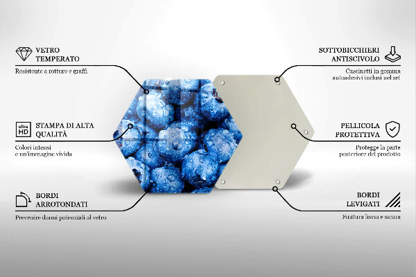 Skärbräda glas sexhörning Saftiga blåbär