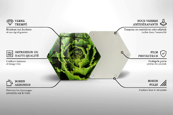 Skärbräda glas sexhörning Äter salladsblad