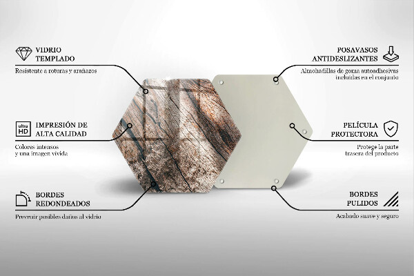 Skärbräda glas sexhörning Trästruktur
