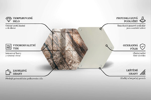 Skärbräda glas sexhörning Trästruktur