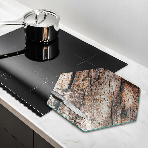 Skärbräda glas sexhörning Trästruktur