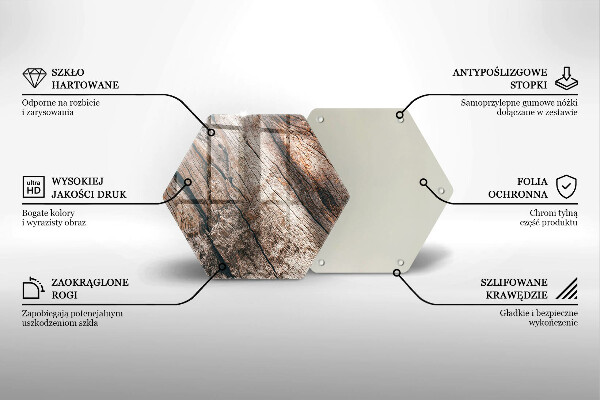 Skärbräda glas sexhörning Trästruktur