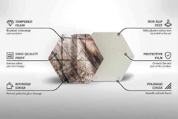 Skärbräda glas sexhörning Trästruktur