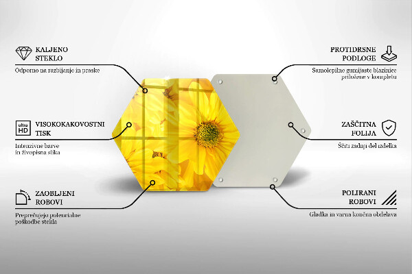 Skärbräda glas sexhörning Blomblad
