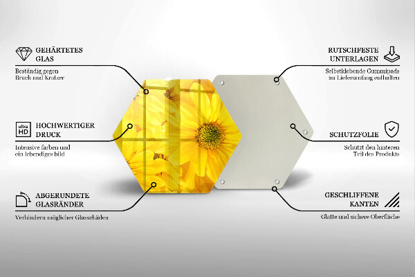 Skärbräda glas sexhörning Blomblad