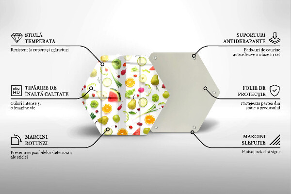 Skärbräda glas sexhörning Frukt och grönsaker mönster