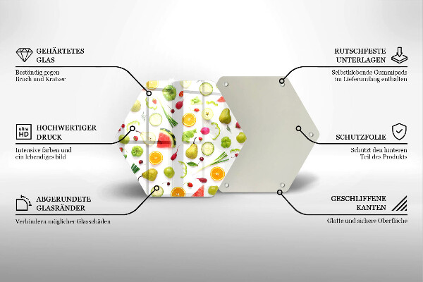 Skärbräda glas sexhörning Frukt och grönsaker mönster