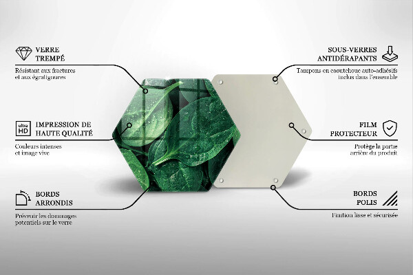 Skärbräda glas sexhörning Basilikablad