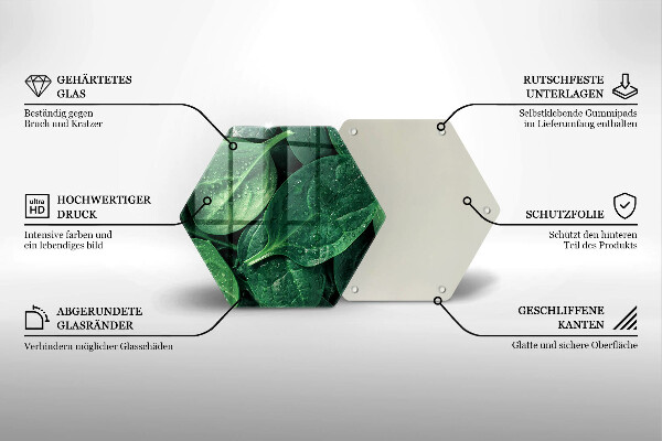 Skärbräda glas sexhörning Basilikablad