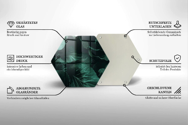 Skärbräda glas sexhörning Vilda mörka blad