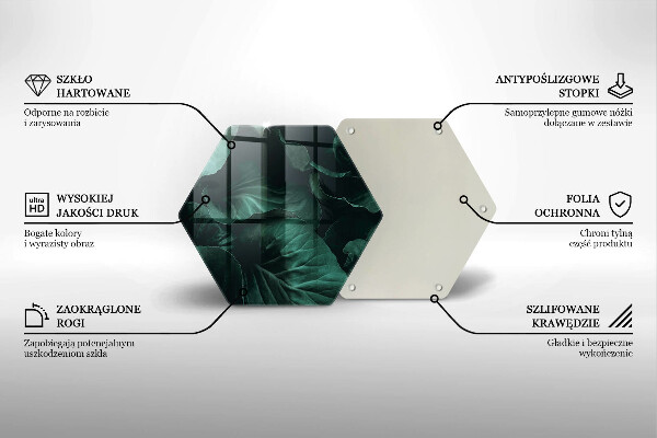 Skärbräda glas sexhörning Vilda mörka blad