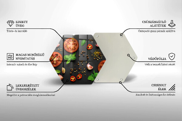 Skärbräda glas sexhörning Tomater och kryddor