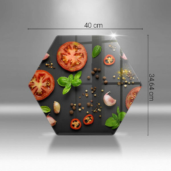 Skärbräda glas sexhörning Tomater och kryddor