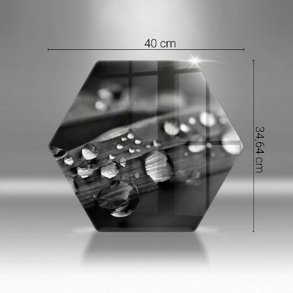 Skärbräda glas sexhörning Daggdroppar på löven