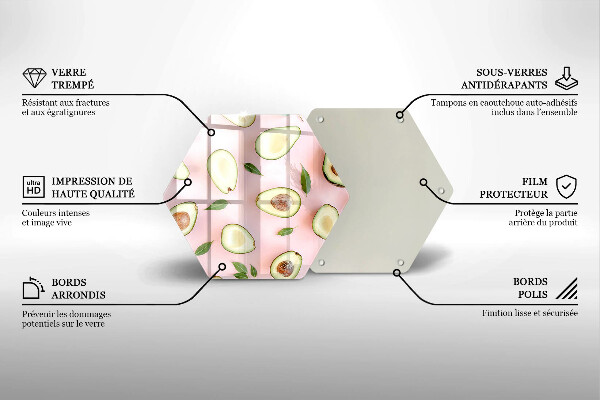 Skärbräda glas sexhörning Avokado mönster